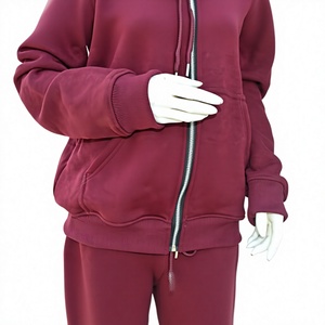 Ensemble <span class=keywords><strong>de</strong></span> jogging pour femmes couleur bordeaux, pull-over en molleton, polyester/coton, écologique, respirant, molleton épais, personnalisation <span class=keywords><strong>de</strong></span> la <span class=keywords><strong>marque</strong></span>, OEM ODM - Product Image 1