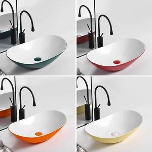 Fregadero ovalado moderno, lavabo de encimera, lavabo de mano con escurridor para <span class=keywords><strong>Becken</strong></span> de cerámica para baño, lavabo de cerámica, lavabo de baño - Product Image 5