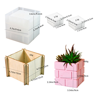 3D Nouveauté Facile Grain fin Faux Brique Mur Forme carrée DIY Silicone Béton Résine Plâtre Pot Vase Moule