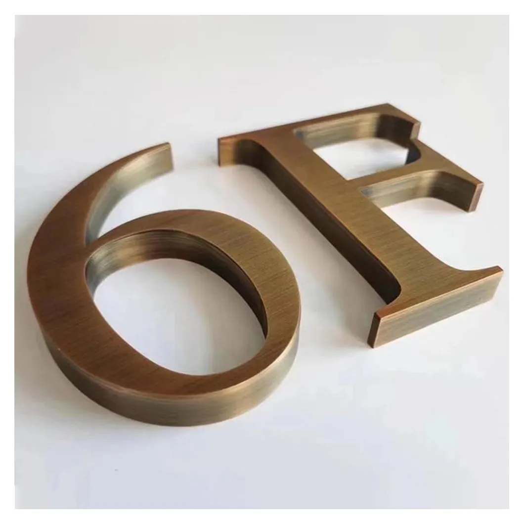 Melhor preço 3d negócios cafeterias letras de metal sinal decoração interior espelho ouro aço inoxidável carta sinal