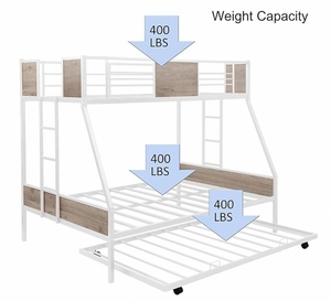 Lits superposés Cadre de <span class=keywords><strong>lit</strong></span> <span class=keywords><strong>superposé</strong></span> International en métal avec gigogne et échelles à deux côtés pour adultes Twin Over Full Size Chambre à coucher Rangement 200 - Product Image 4