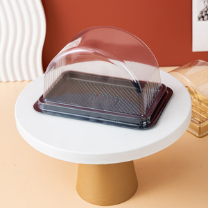 Contenitore per Dolci HY-80s in Plastica PET Riciclata, Scatola Rettangolare Mini con Coperchio a Cupola per Mooncake e Rotolo Svizzero - Product Image 1