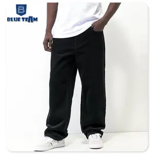 Blauw Team | Custom Heren Corduroy Broek Met Logo Baggy Corduroy Broek Loose Fit Track Jogger Skate Broek Elastische Taille