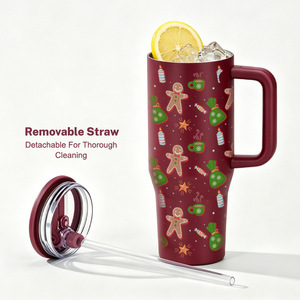 40oz Stainless Steel Tumbler Christmas Vacuum Insulated <b>Cup</b> with <b>Lid</b> <b>Straw</b> Handle Leak Proof for Travel Car - Product Image 4