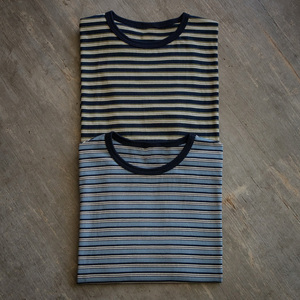 T-shirt vintage personnalisé en fibre de bambou à rayures, avec votre propre logo, vente en gros - Product Image 2