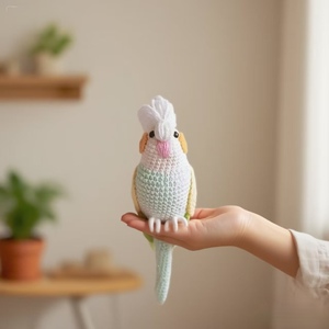 Pappagallo allegro all'uncinetto fatto <span class=keywords><strong>a</strong></span> mano, peluche di supporto emotivo con biglietto positivo, bambola emotiva in uncinetto <span class=keywords><strong>a</strong></span> forma di pappagallo positivo - Product Image 2