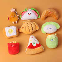 Porte-clés en peluche personnalisé mignon en forme de nourriture, biscuits, pain, gâteaux, hamburgers, OEM ODM, cuisine, peluches douces, jouet en peluche