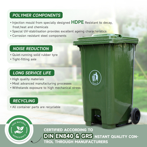 Seau de rangement en plastique <span class=keywords><strong>mobile</strong></span> 240L pour le recyclage, à ouverture supérieure, avec couvercle roulant, pour usage extérieur - Product Image 4