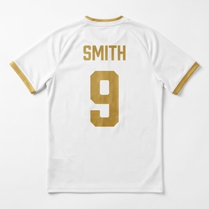 Camiseta de Fútbol de Malla Blanca Dorada 100% Poliéster, Cuello en V, Sin Mangas, Transpirable, Absorbe la Humedad, Impresión por Sublimación, Nombre Personalizado - Product Image 3