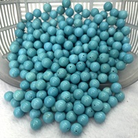 Perles rondes en turquoise bleue du Hubei à demi-trou de 4 mm, 6 mm, 8 mm, 10 mm, perles de turquoise améliorées pour la fabrication de bijoux, vente en gros