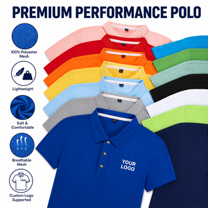 Polo en maille 100% polyester avec logo personnalisé, pour hommes, séchage rapide, respirant, léger, uniforme d'équipe, polo de golf, vente en gros - Product Image 1