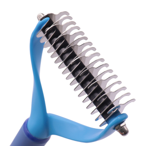 Brosse de toilettage rotative double face pour animaux de compagnie, râteau à sous-koirage en acier inoxydable pour chats et chiens, outil démêlant et dépilatoire - Product Image 2