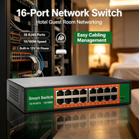 Commutateur réseau ANPA 16 ports 10/100 Mbps, boîtier métallique, 3,2 Gbps, Plug and Play, pour ordinateur de bureau, empilable, pour caméra IP, CCTV, NVR, AP-5016