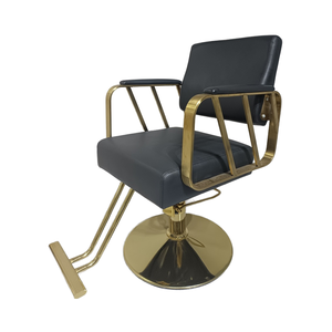 Poltrona Moderna per Salone Nera e Oro, Sedie da Parrucchiere per Stazione di Lavoro Femminile - Product Image 3