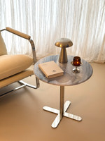 Table d'appoint mobile en acier inoxydable de style Bauhaus pour salon, canapé, balcon, thé ou chevet