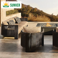 Conjunto de Sofá Exterior de Aluminio Personalizado, Moderno con Cojines Impermeables y Resistentes al Sol, Apilable y Resistent