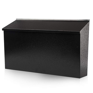 JH-Mech Simple Beautiful Metal Black Wall Mount Parcel Letter Mailing Mail Post Packaging Large Drop Box Mailbox