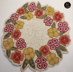 Autumn Leaf Handmade Beaded <b>Placemat</b> <b>Round</b> Decorative Table Mat for Fall Decor Dining Table and Seasonal Styling - Product Image 4