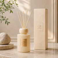 Bouteille diffuseur de parfum vide transparente noire à rayures rondes écologiques de 120 ml pour la maison, le bureau