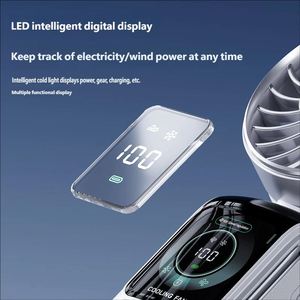 Ventilateur portable Tec Cooling, pliable pour bureau/cou avec écran numérique intelligent, mini ventilateur USB rechargeable 3600 mAh - Product Image 4