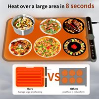 Tapis chauffant électrique en silicone pour cuisine, chauffe-plats rapide avec minuterie 6 heures, pieds surélevés, pour fêtes et maison, chauffe-plats portable