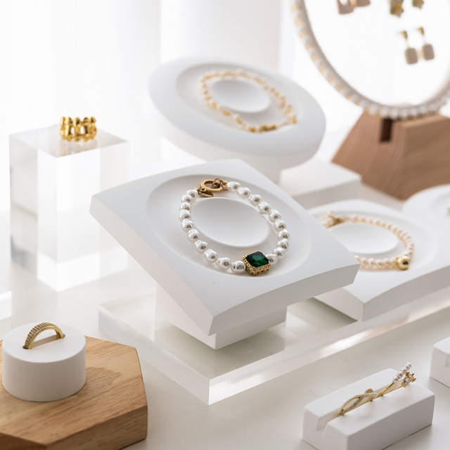 JUE XIN JXDD-08 Jewelry Storage Tray Plaster Style Photo Props Decoration Bead Storage Solution for Hand Bracelet Display
