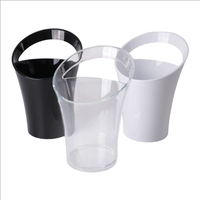 FSE 4L Seau à glace Bar Bière Champagne Seau à glace Bac à boisson en plastique transparent avec poignée