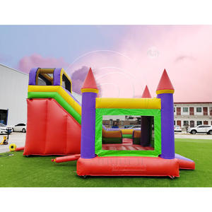 Château gonflable coloré facile à installer avec toboggan et tours violettes et <span class=keywords><strong>rouge</strong></span> pour les fêtes et événements en plein air pour enfants - Product Image 2