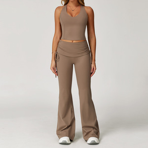 Conjunto Deportivo <span class=keywords><strong>de</strong></span> <span class=keywords><strong>Yoga</strong></span> y Running <span class=keywords><strong>para</strong></span> Mujer, Talla Grande, con <span class=keywords><strong>Espalda</strong></span> en Forma <span class=keywords><strong>de</strong></span> I, Cintura Alta, Diseño Sólido - Product Image 5