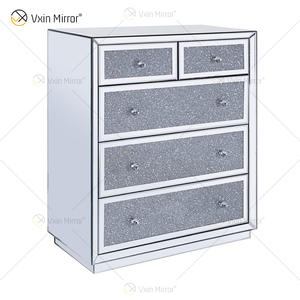 Hot Sale Vxin <strong>Mirrored</strong> WXF-1006 Silver Decor Chest Crushed Diamond <strong>Bedside</strong> <strong>Cabinet</strong> With 5 Drawer for Living Room - Product Image 5