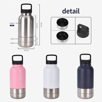 Bouteille d'eau pour chien en gros 3-en-1, isolée sous vide, en acier inoxydable 304, ensemble bol distributeur d'eau et de nourriture portable pour animaux de compagnie, pour camping en extérieur