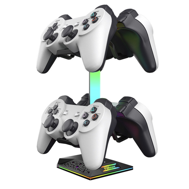 EB03 New Game Controller Hook RGB Lighted Headset Stand Controller Display Rack with Expansion Ports and Bottom Weighting