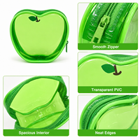Kamcity – Nouvelle pochette à monnaie transparente en PVC en forme de pomme avec logo personnalisé, mini trousse de maquillage à fermeture éclair, pochette en gelée pour filles, cadeau de fête pour enfants