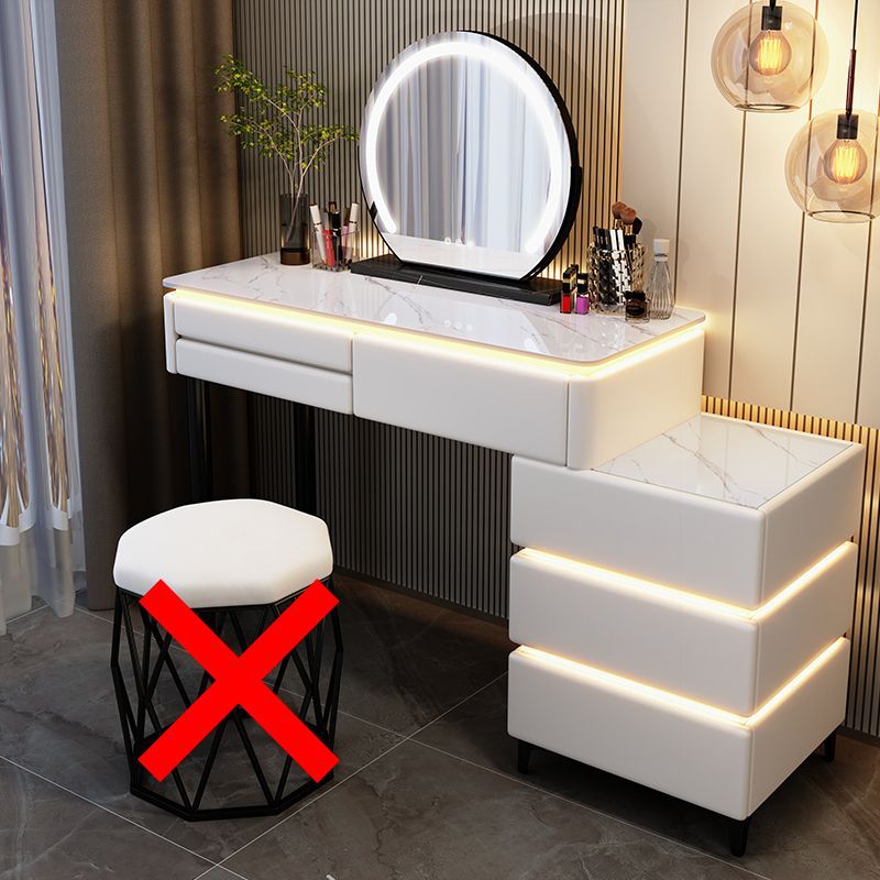 120cm White Table/Cabinet Mirror [No Stool]