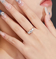 S925 Sterling <b>Silver</b> Three Stone Round Moissanite <b>Ring</b> Half <b>Band</b> Solitaire Wedding Engagement <b>Ring</b> For Women Trendy Fine Jewelry - Product Image 3