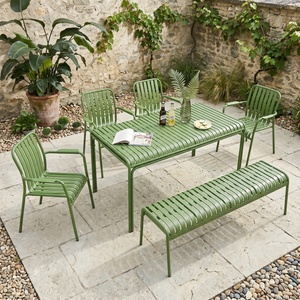Set <span class=keywords><strong>da</strong></span> Pranzo per Esterni in Alluminio, Sedia <span class=keywords><strong>da</strong></span> Patio, Tavolo e Sedie in Metallo, Arredamento <span class=keywords><strong>da</strong></span> <span class=keywords><strong>Giardino</strong></span> Moderno - Product Image 2