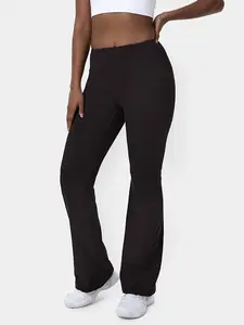 2023 Women High Quality Flare Yoga Pants Black Fitness Wear Gym Leggings Super Soft Elastic Yoga Pants With Pocket
