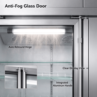 Vitrine réfrigérée commerciale verticale à 3 portes vitrées D303, porte antibuée, éclairage LED, en acier inoxydable,