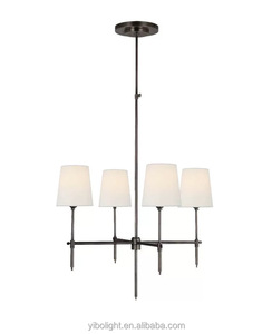 Lampadario <span class=keywords><strong>in</strong></span> Stile Nordico con Paralume <span class=keywords><strong>in</strong></span> Lino e Metallo Nero, per Camera da Letto e Soggiorno, Decorazione per Soffitti Alti, Lampadario <span class=keywords><strong>in</strong></span> Metallo Nero e Bronzo - Product Image 5
