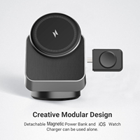 Estación de carga inalámbrica magnética 3 en 1 de 15W con rotación, diseño innovador y desmontable para teléfono, auriculares y reloj.