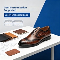 Chaussures habillées en cuir véritable pour hommes, style brogue à lacets, pour affaires et occasions formelles, logo OEM, vente en gros par petites séries