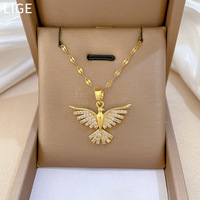 Collier polyvalent en acier inoxydable Ailes de Phénix, style sportif et luxe léger, pour banquets et mariages, style influenceur féminin