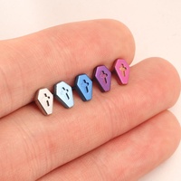 Neo-gótico ASTM F136 titanio cuerpo Piercing joyería ataúd oreja Piercing Stud Daith lóbulo cartílago nariz Stud