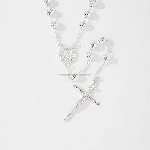 Joyería religiosa catolicismo circón colgante collar Virgen María <span class=keywords><strong>San</strong></span> Judas <span class=keywords><strong>San</strong></span> <span class=keywords><strong>Benito</strong></span> 14K chapado en oro Rosario <span class=keywords><strong>Cruz</strong></span> collar - Product Image 3