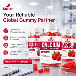 Gommose di Calcio e <span class=keywords><strong>Vitamina</strong></span> <span class=keywords><strong>D3</strong></span> Solilan OEM, Integratore per Ossa e Articolazioni, Etichetta Privata, per Adulti e Bambini, Supporto Immunitario - Product Image 3