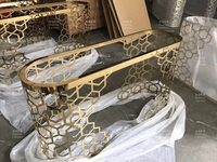 Console de table avec miroir, 1 pièce, prix d'usine, meuble de salon de haute qualité, cadre en acier inoxydable doré, console supérieure en marbre