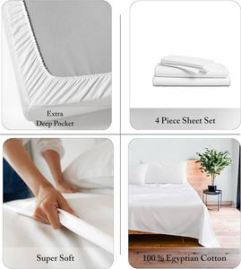 GlobeLink Draps <span class=keywords><strong>de</strong></span> lit en coton <span class=keywords><strong>de</strong></span> qualité hôtelière <span class=keywords><strong>5</strong></span> <span class=keywords><strong>étoiles</strong></span>, taille King Queen, drap-housse rayé, draps <span class=keywords><strong>de</strong></span> lit blancs <span class=keywords><strong>de</strong></span> luxe - Product Image 5