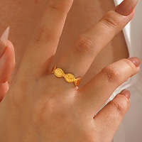 Bague ovale ouverte pour femme en acier inoxydable plaqué or 18 carats, design géométrique chic et élégant, style européen, magnifique