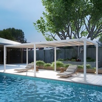 Auvent électrique de luxe pour patio et terrasse, belvédère à persiennes réglables, avec revêtement en poudre