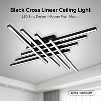 Plafonnier LED moderne, lampe de plafond noire linéaire géométrique, bande lumineuse créative pour salon et chambre à coucher